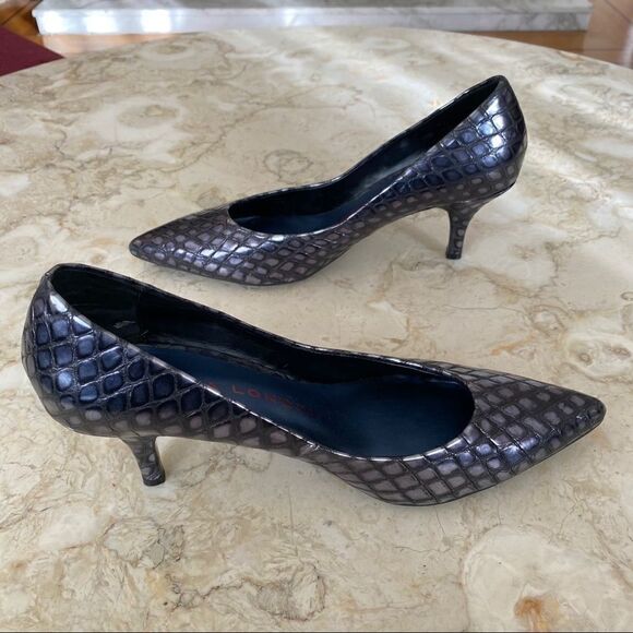 Sacha London Metallic Croc Embossed Leather Heels - Picture 4 of 9